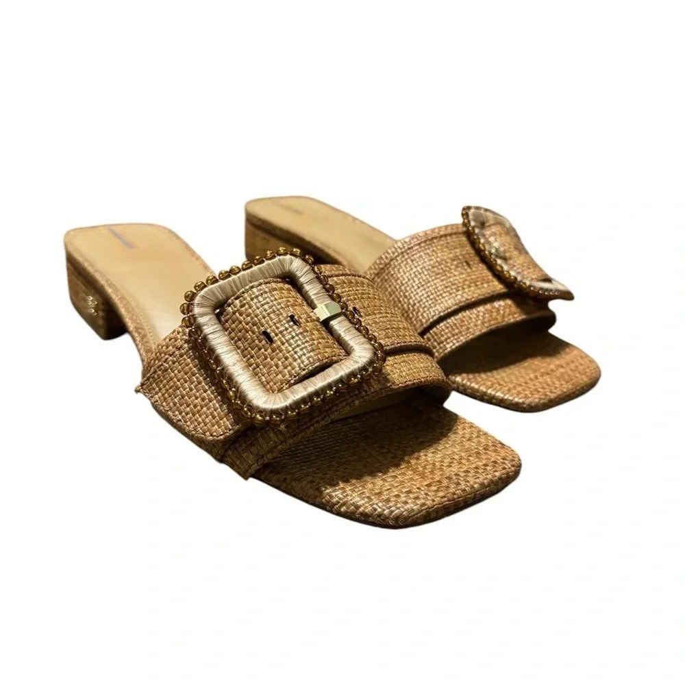Sam Edelman Tan Woven Slide Sandals